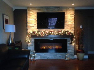 Electric Fireplace with Mantel