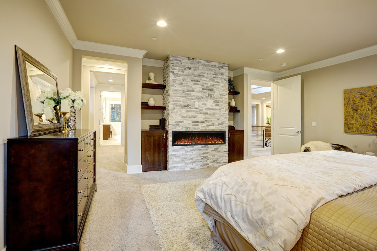 Modern Flames Spectrum Slimline wall mounted electric fireplace bedroom stone surround